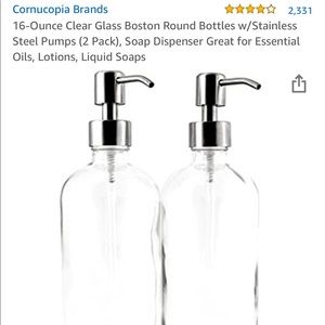16 oz Clear Glass Bottles w/ Stainless Steel Pump